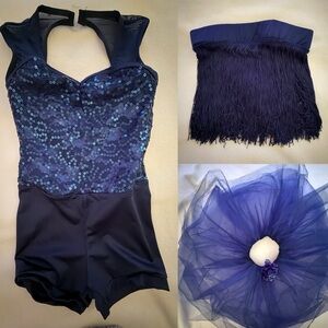 Weissman 3 in 1 Blue Sparkle Tutu / Fringe Dance Costume.